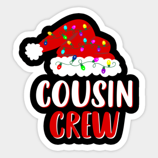 Cousin Crew Santa Hat Lights Family Matching Christmas Pajama Sticker